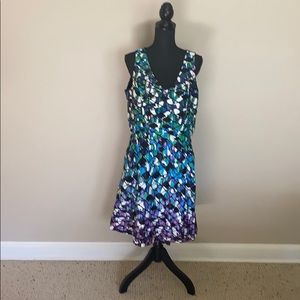 Melonie Abstract Watercolor Print Dress